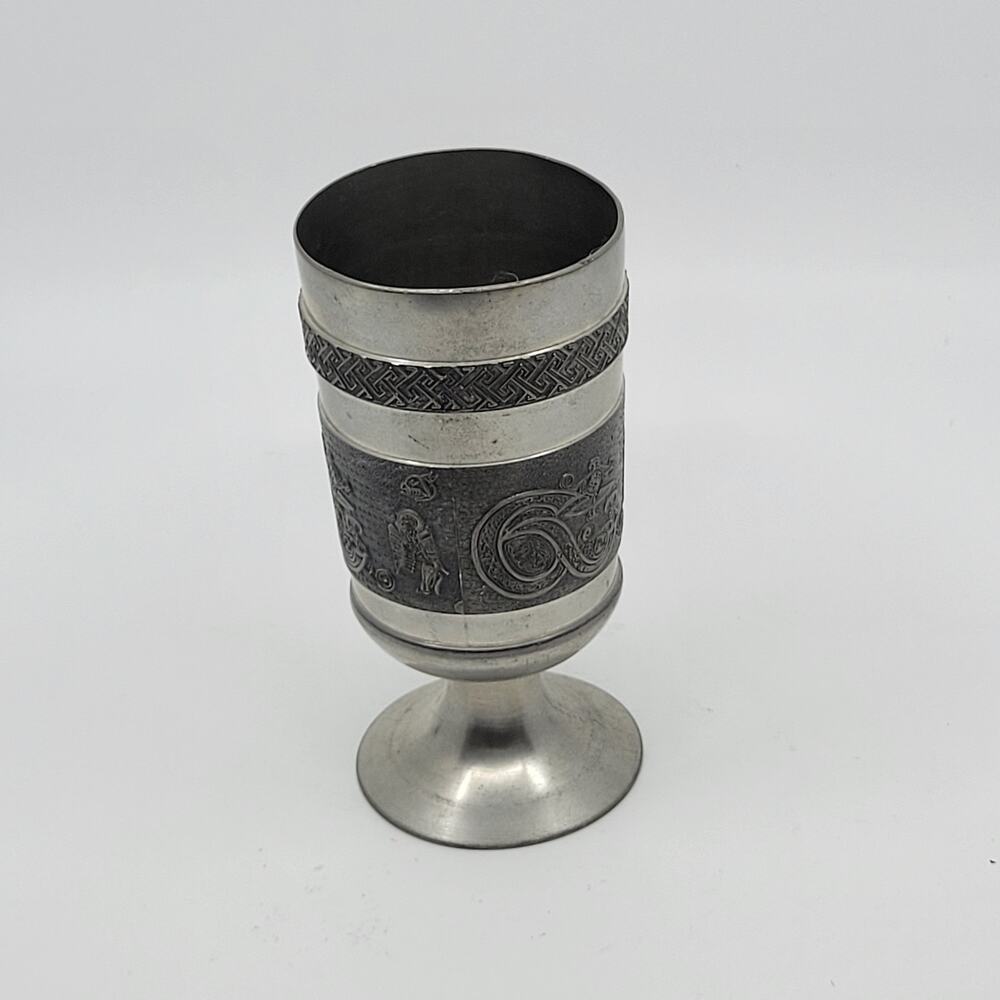 Mullingar Irish Pewter Lion Goblet or Chalice Kells Celtic Design Ornate